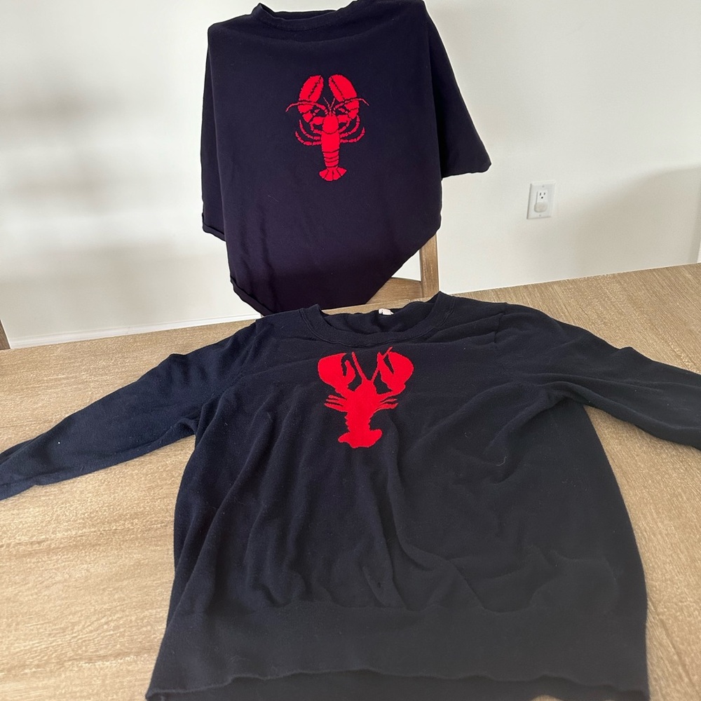 Lobsters 🦞 anyone?  jcrew lightweight sweater & a lobster poncho style sweater